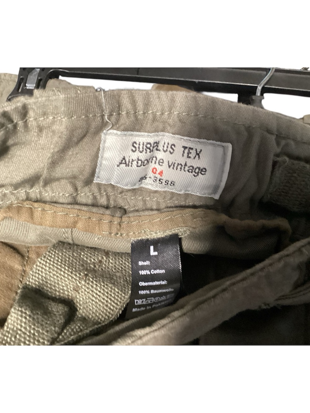 2 Army Green Pants Airborne Vintage Trousers with Multiple Pocket size L - Picture 5 of 5